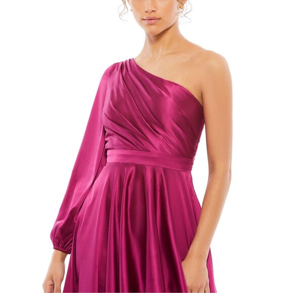 MAC DUGGAL HIGH LOW ONE SHOULDER FLOWY GOWN - Picture 4 of 10
